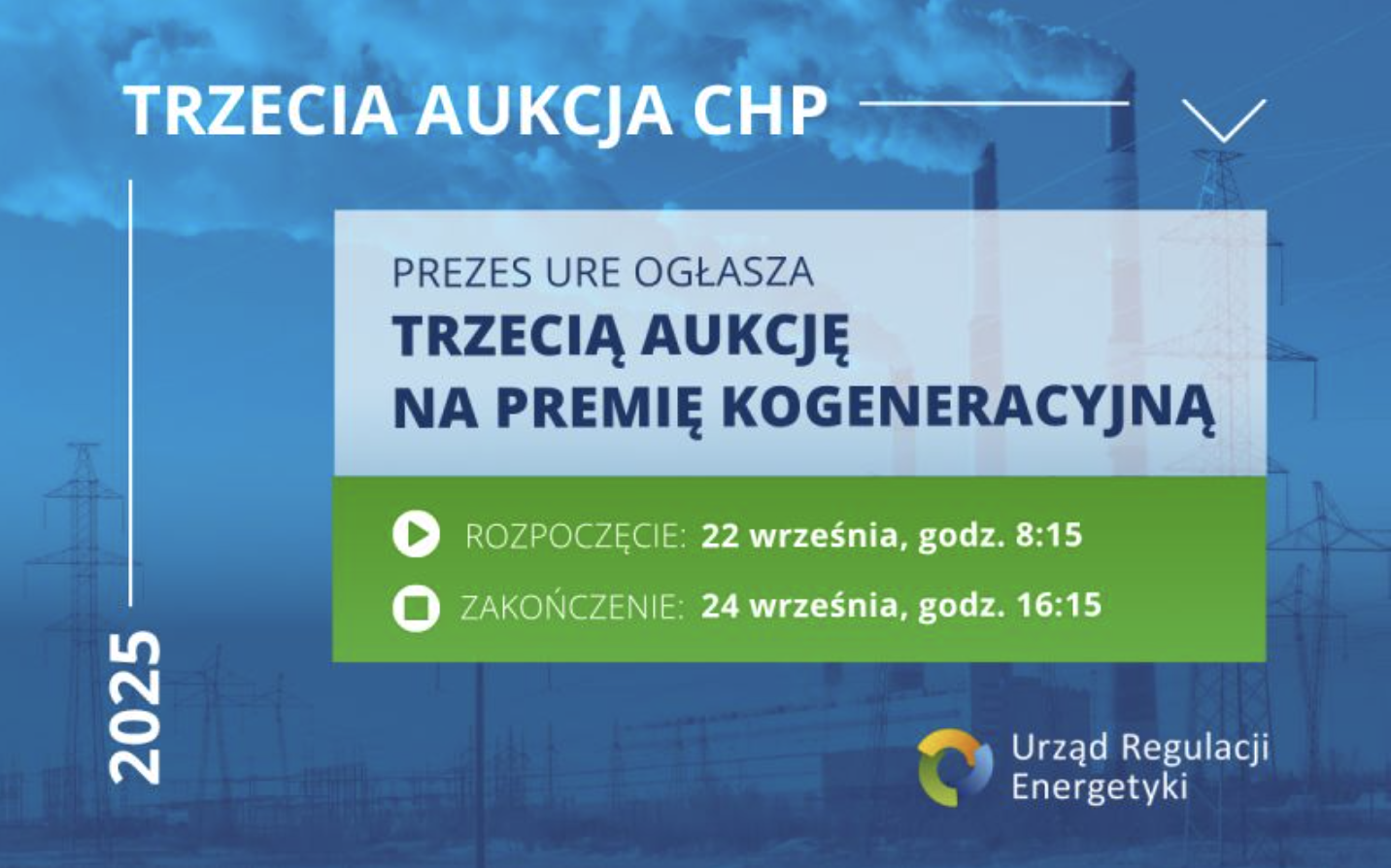 Prezes URE ogłasza trzecią w tym roku aukcję na premię kogeneracyjną