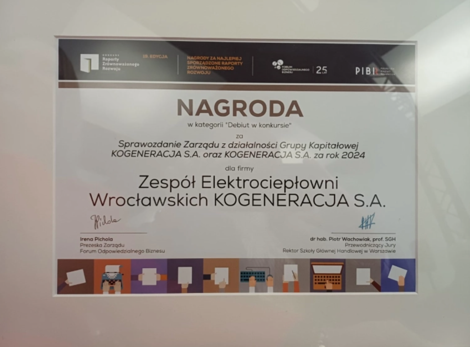 Zespół Elektrociepłowni Wrocławskich KOGENERACJA S.A. z nagrodą główną w kategorii „Debiut” w konkursie Raporty Zrównoważonego Rozwoju